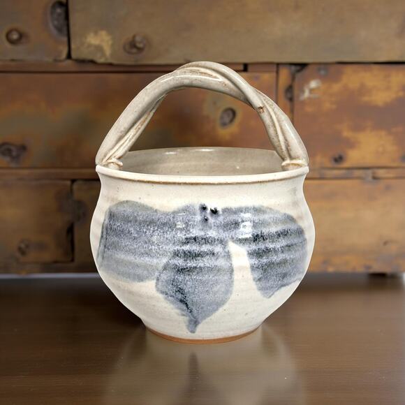 Handmade Small Pottery Basket Cottage 1980’s - Picture 1 of 6